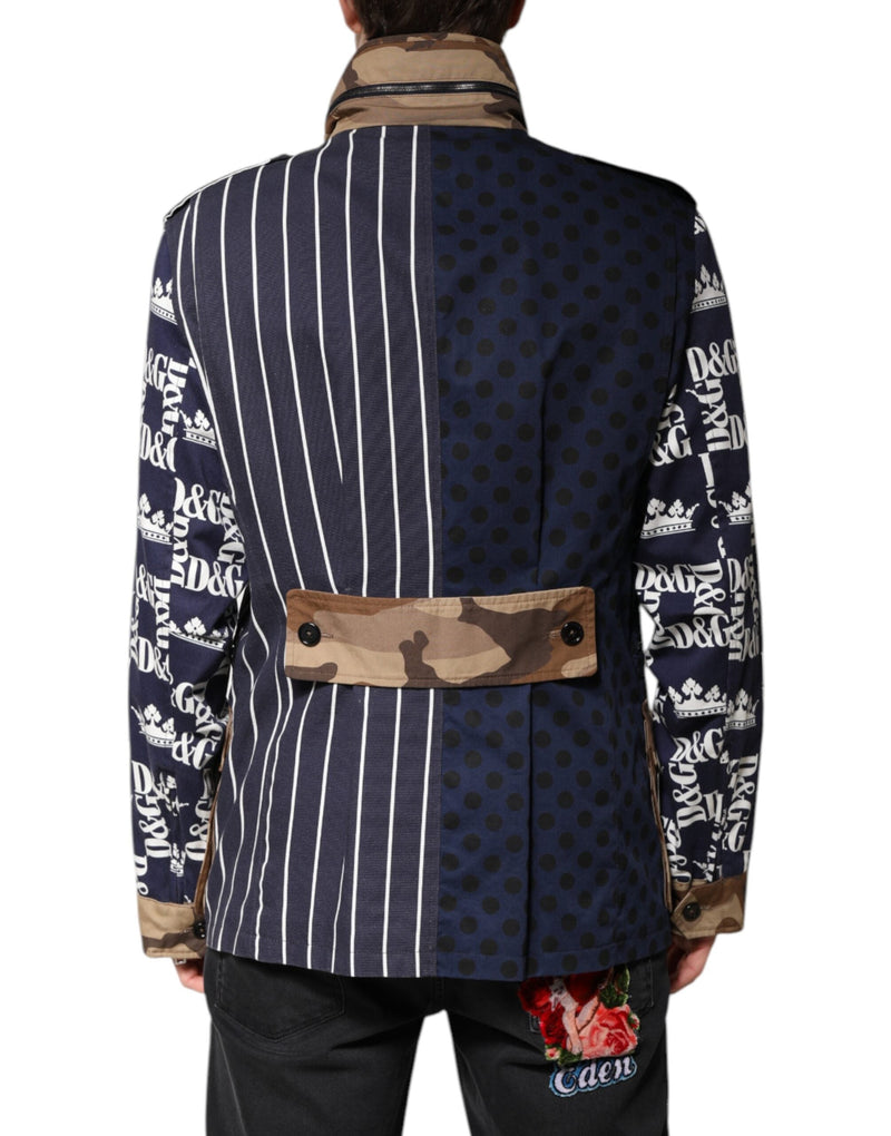 Multicolor Cotton Logo Patchwork Coat Jacket Dolce & Gabbana