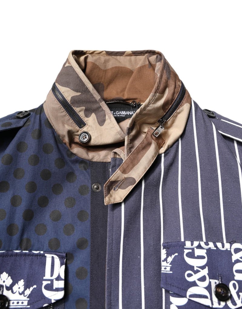 Multicolor Cotton Logo Patchwork Coat Jacket Dolce & Gabbana