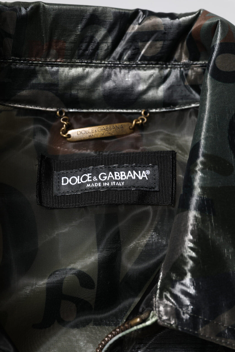 Green DG Logo Print Bomber Full Zip Jacket Dolce & Gabbana