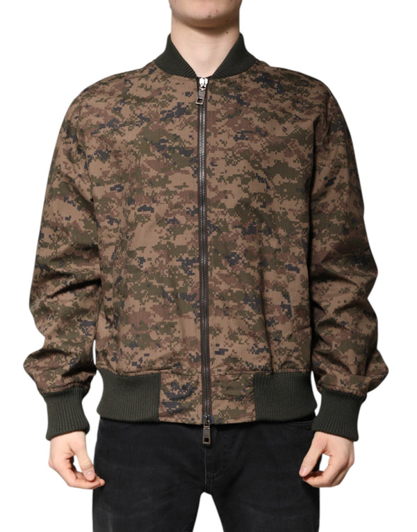 Brown Camouflage Bomber Full Zip Jacket Dolce & Gabbana
