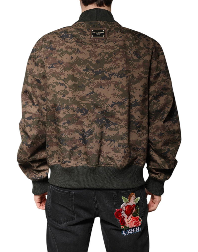 Brown Camouflage Bomber Full Zip Jacket Dolce & Gabbana