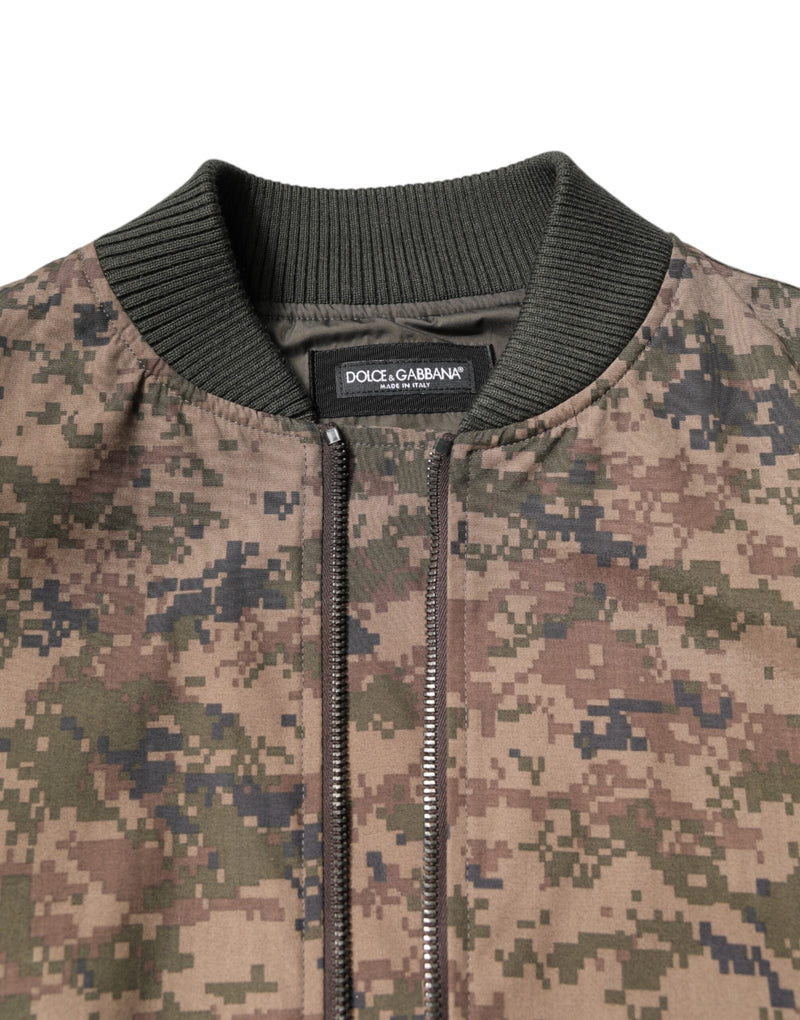 Brown Camouflage Bomber Full Zip Jacket Dolce & Gabbana