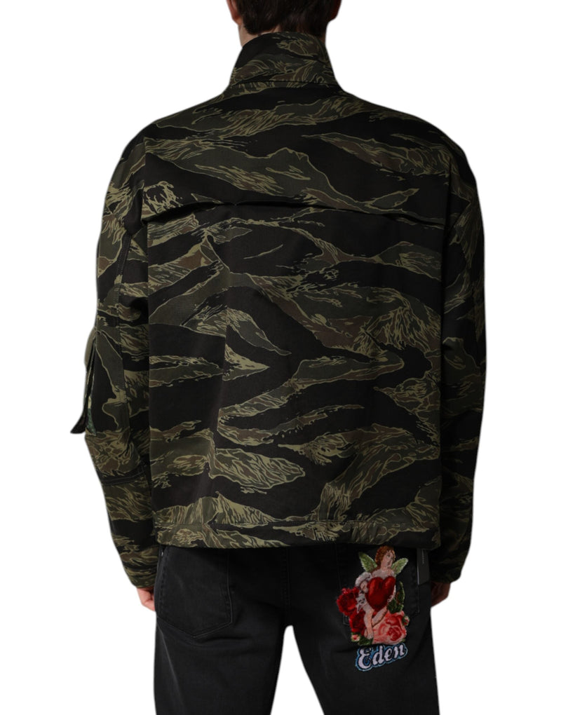 Multicolor Camouflage Cotton Bomber Jacket Dolce & Gabbana
