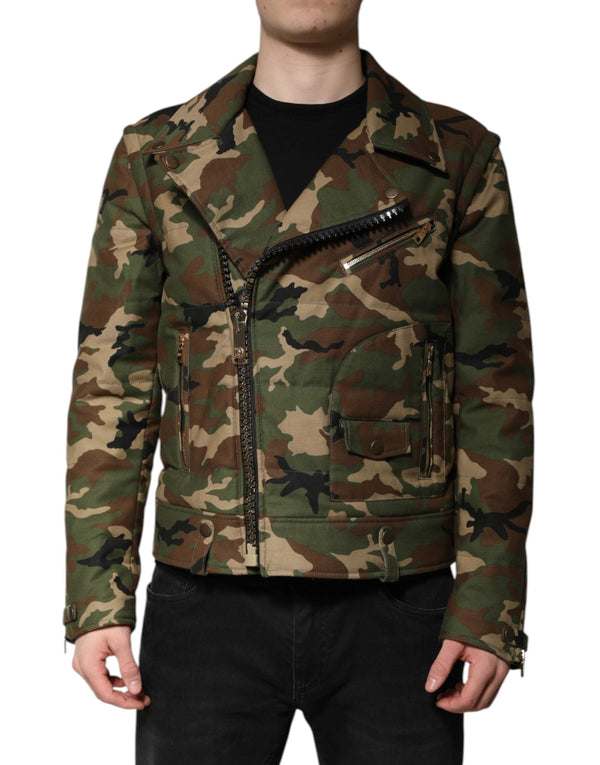 Multicolor Camouflage Nylon Biker Jacket Dolce & Gabbana