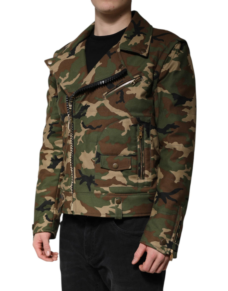Multicolor Camouflage Nylon Biker Jacket Dolce & Gabbana