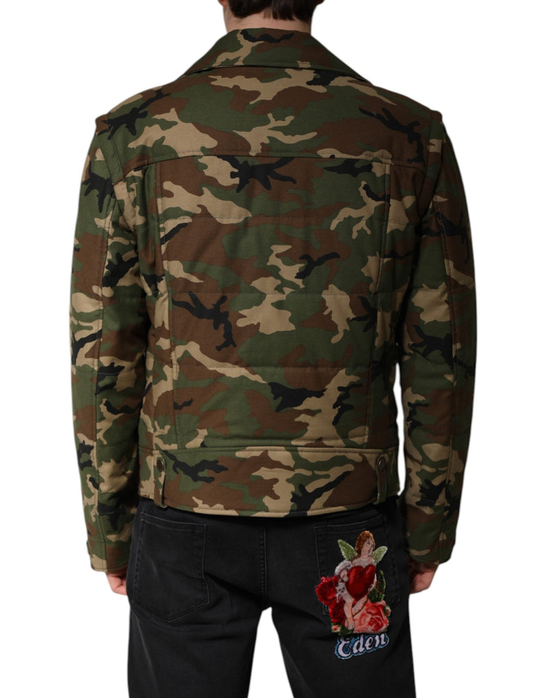 Multicolor Camouflage Nylon Biker Jacket Dolce & Gabbana