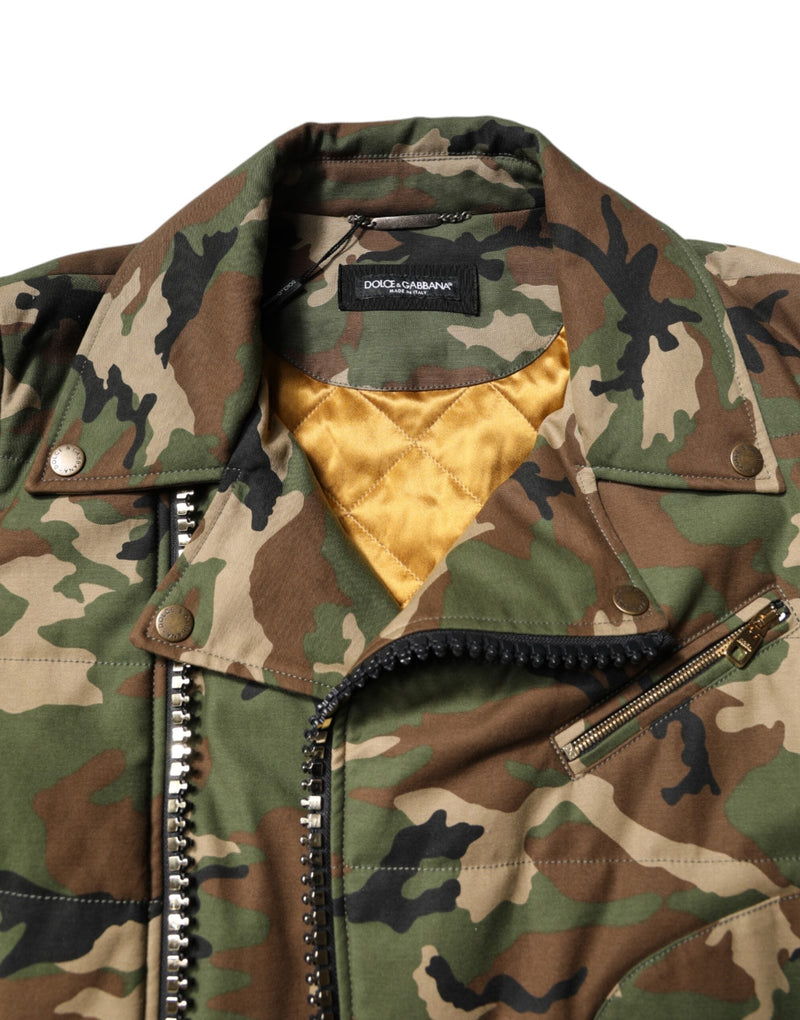Multicolor Camouflage Nylon Biker Jacket Dolce & Gabbana