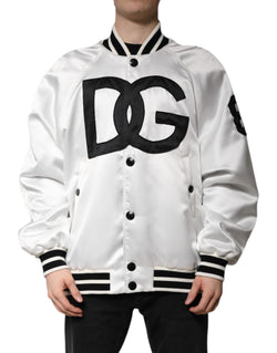 White DG Logo Polyester Jersey Bomber Jacket Dolce & Gabbana
