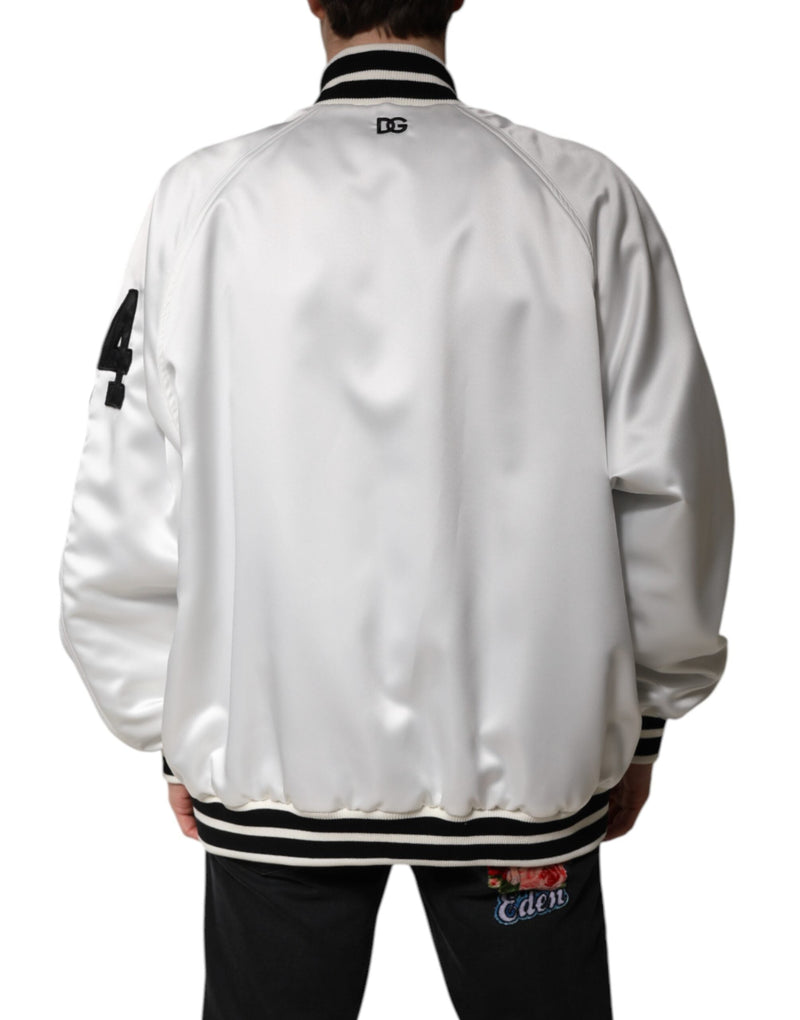 White DG Logo Polyester Jersey Bomber Jacket Dolce & Gabbana