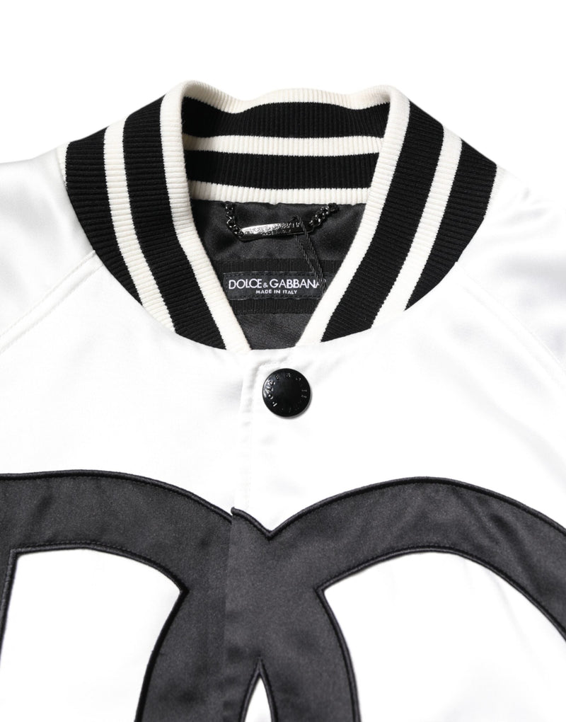 White DG Logo Polyester Jersey Bomber Jacket Dolce & Gabbana