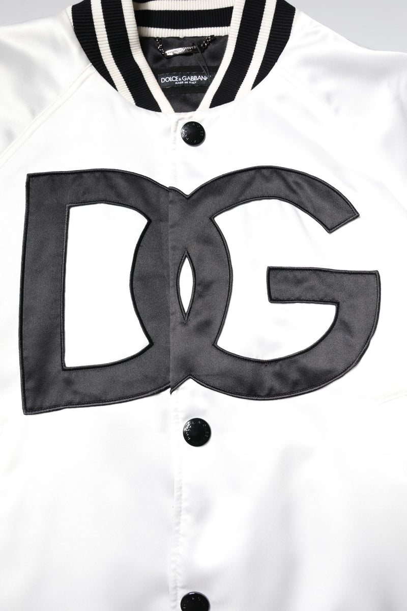 White DG Logo Polyester Jersey Bomber Jacket Dolce & Gabbana