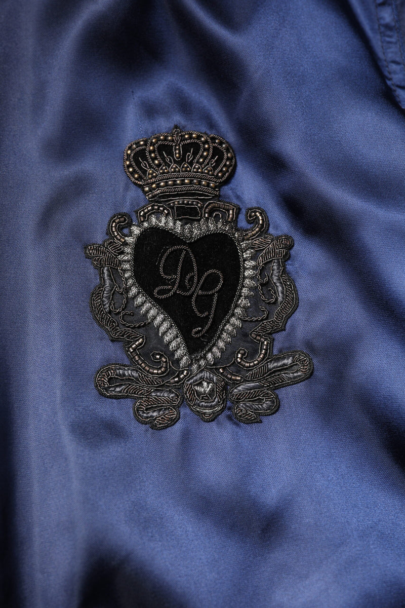 Blue Nylon DG Crown Full Zip Bomber Jacket Dolce & Gabbana