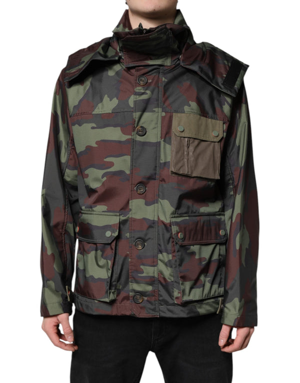 Multicolor Camouflage Button Hooded Jacket Dolce & Gabbana