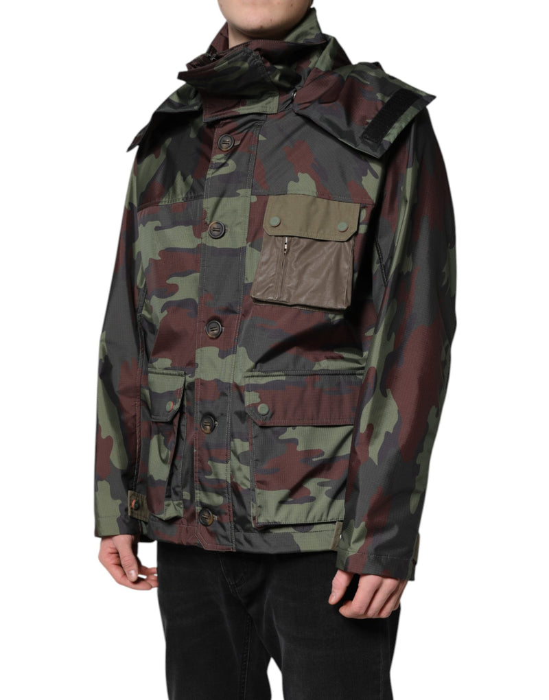 Multicolor Camouflage Button Hooded Jacket Dolce & Gabbana