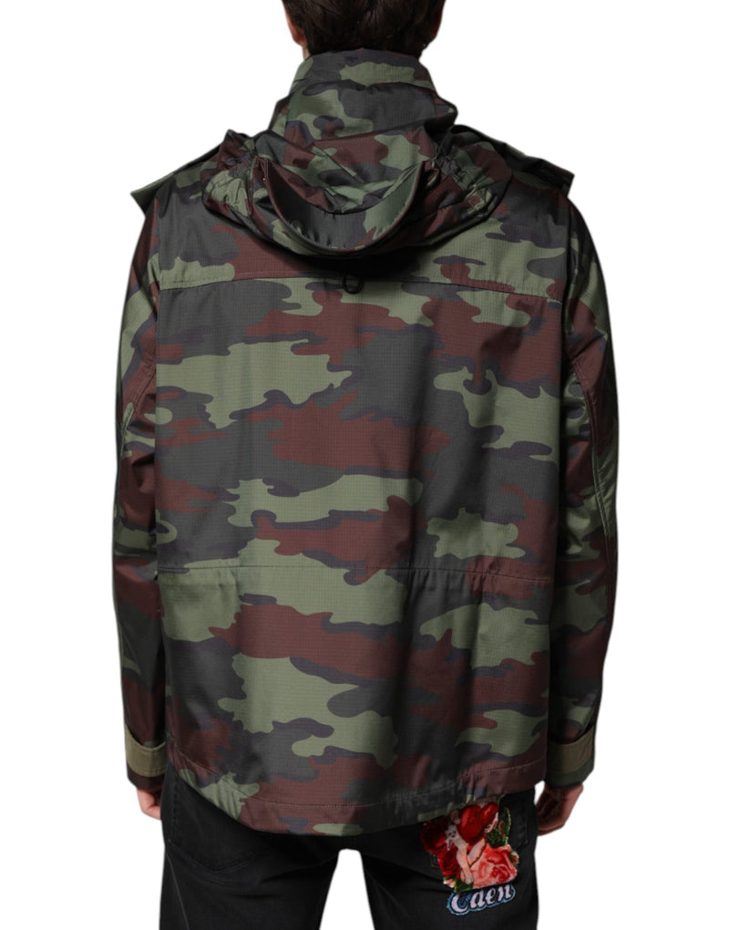 Multicolor Camouflage Button Hooded Jacket Dolce & Gabbana