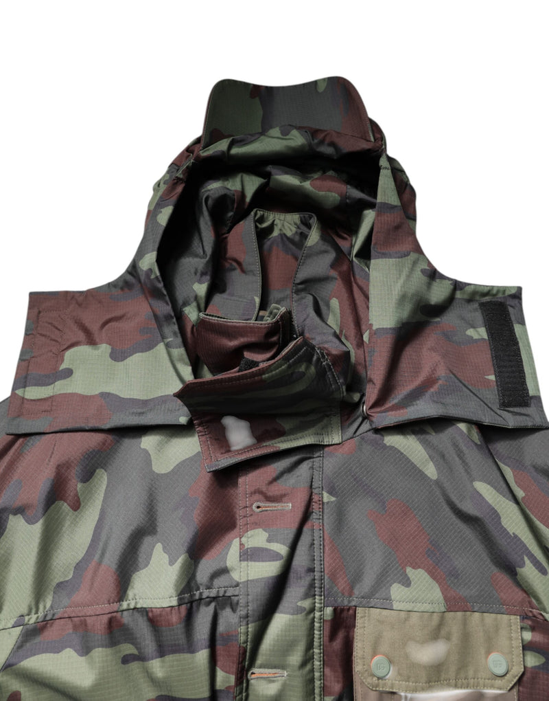 Multicolor Camouflage Button Hooded Jacket Dolce & Gabbana