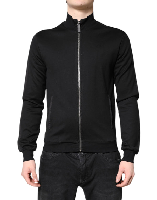 Black Cotton Logo Full Zip Men Bomber Jacket Dolce & Gabbana