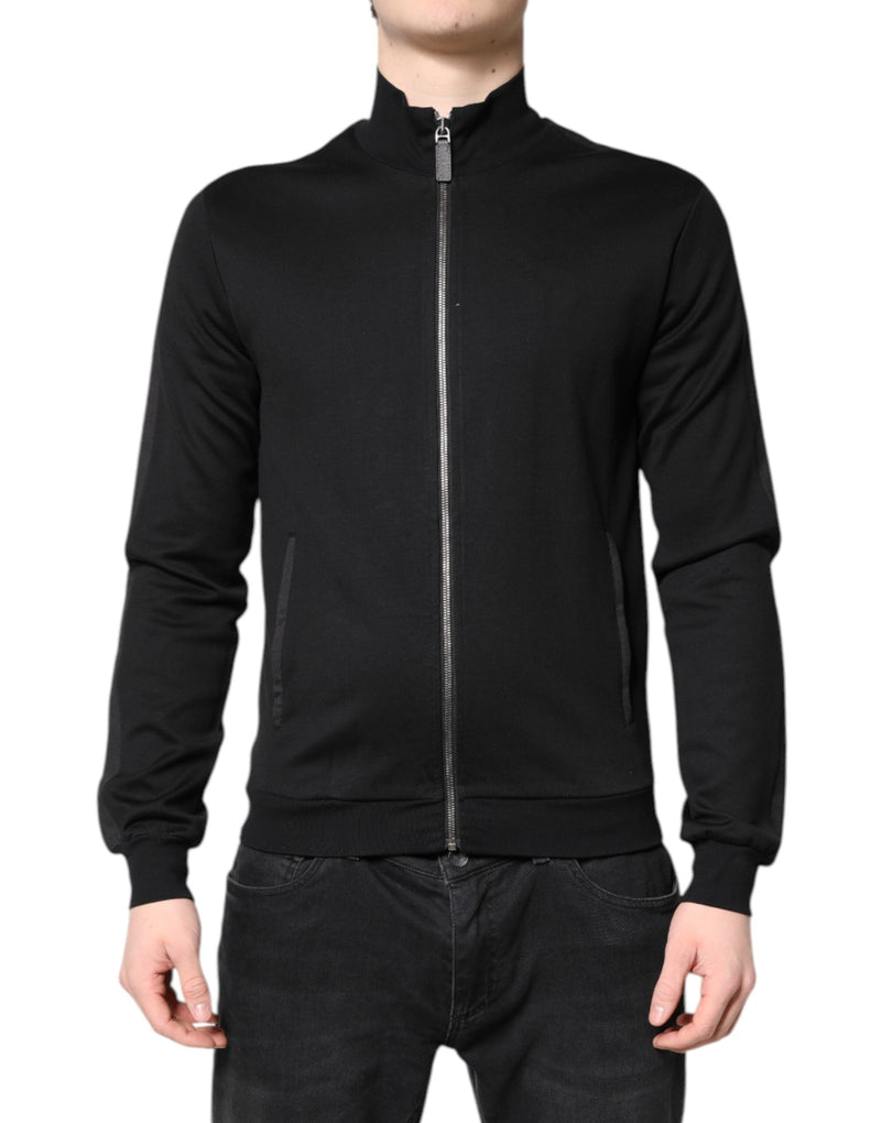 Black Cotton Logo Full Zip Men Bomber Jacket Dolce & Gabbana