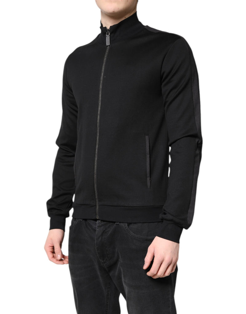Black Cotton Logo Full Zip Men Bomber Jacket Dolce & Gabbana