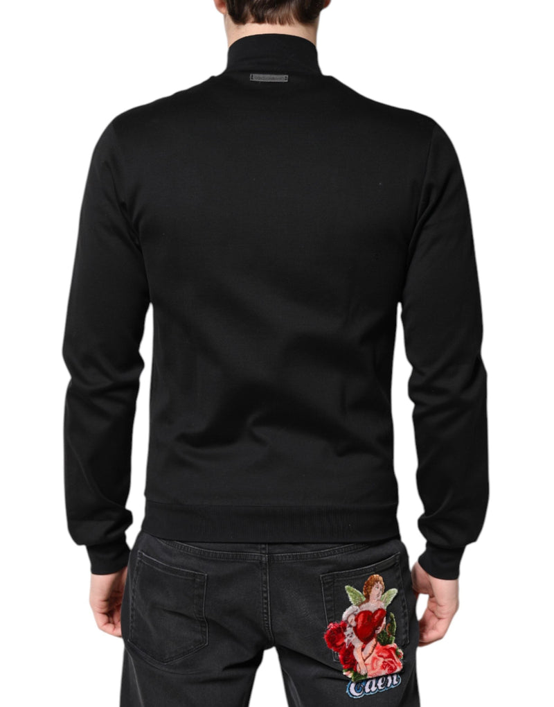 Black Cotton Logo Full Zip Men Bomber Jacket Dolce & Gabbana