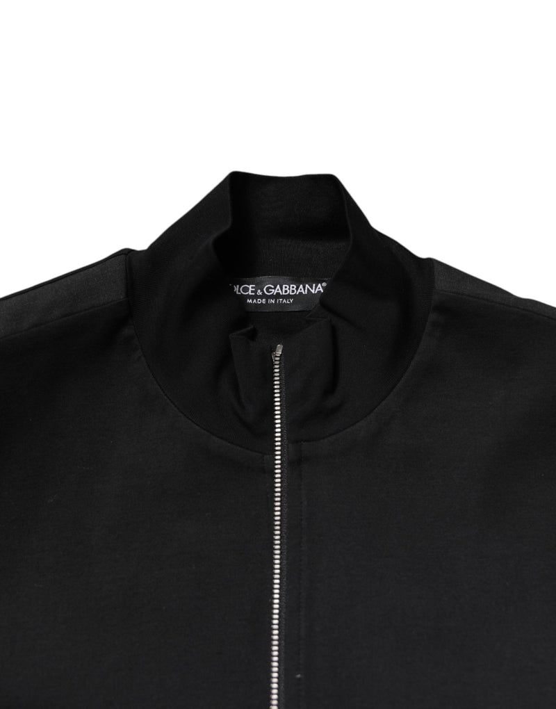 Black Cotton Logo Full Zip Men Bomber Jacket Dolce & Gabbana
