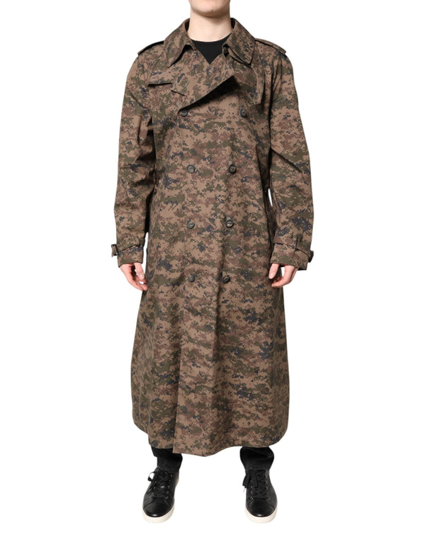 Multicolor Camouflage Double Breasted Coat Jacket Dolce & Gabbana