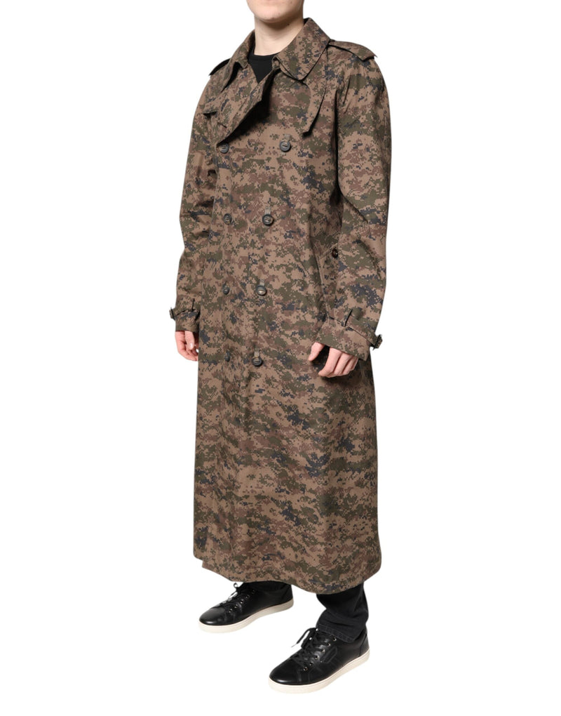 Multicolor Camouflage Double Breasted Coat Jacket Dolce & Gabbana