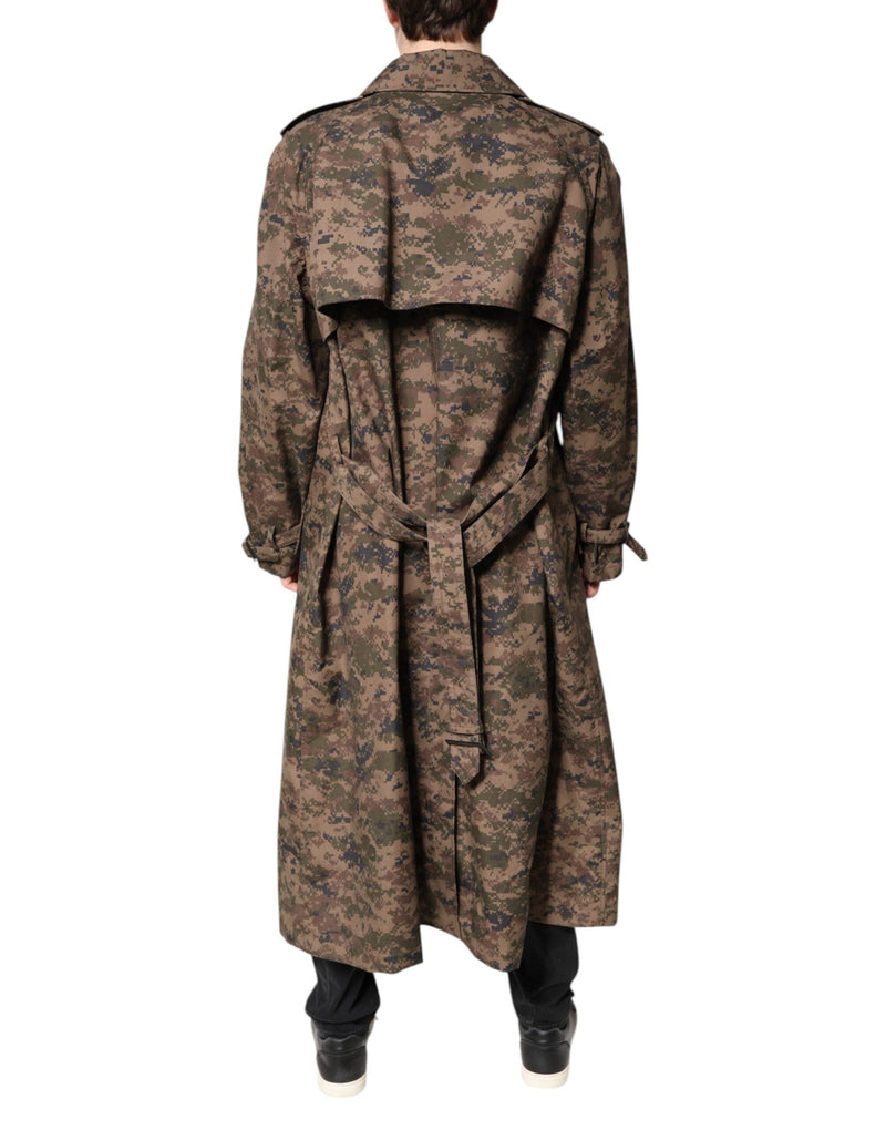 Multicolor Camouflage Double Breasted Coat Jacket Dolce & Gabbana