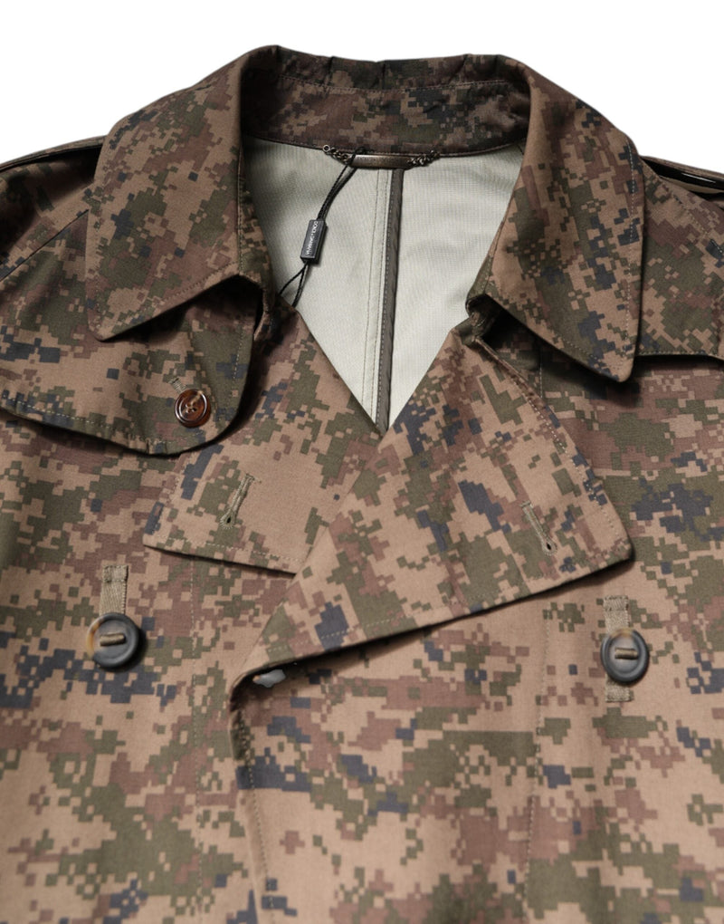 Multicolor Camouflage Double Breasted Coat Jacket Dolce & Gabbana