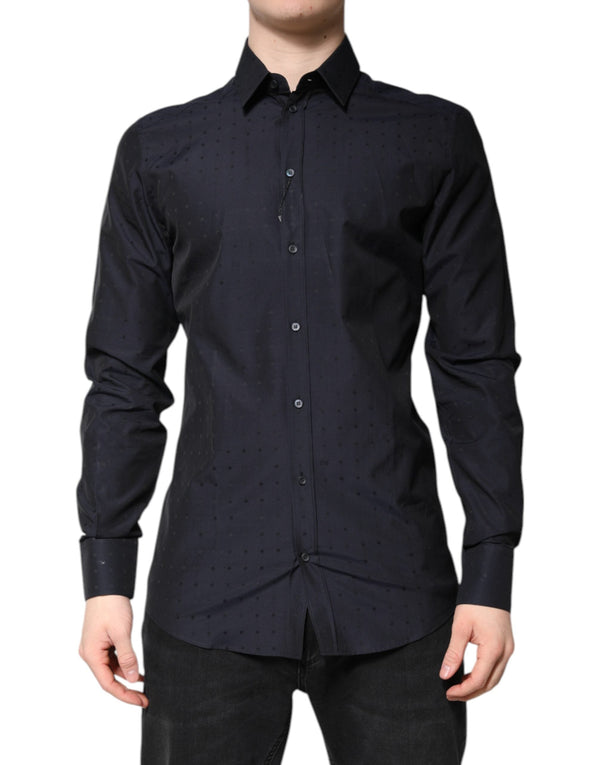 Black Cotton GOLD Men Dress Formal Shirt Dolce & Gabbana