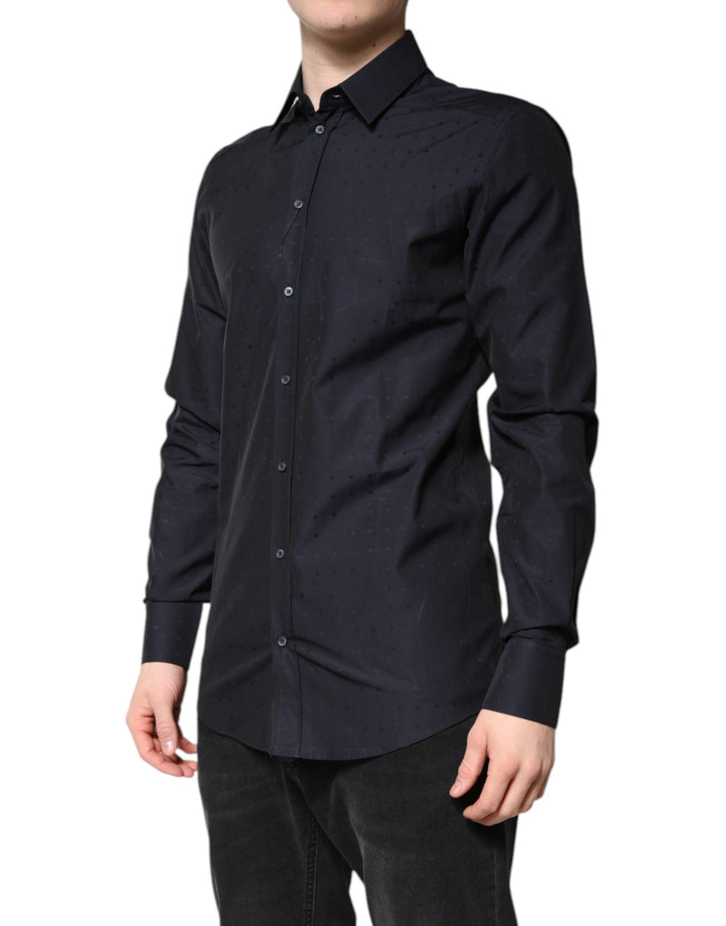 Black Cotton GOLD Men Dress Formal Shirt Dolce & Gabbana