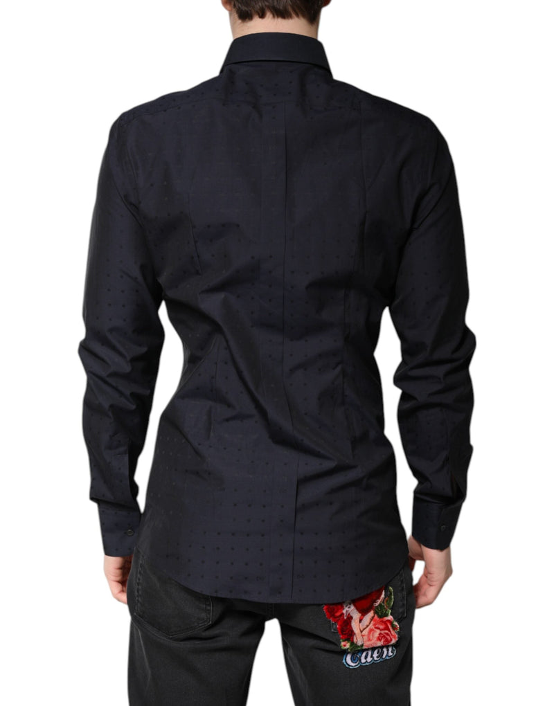 Black Cotton GOLD Men Dress Formal Shirt Dolce & Gabbana
