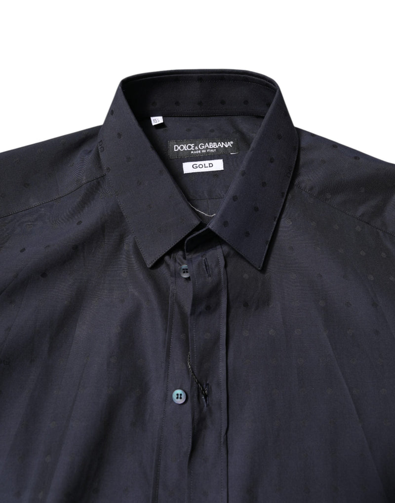 Black Cotton GOLD Men Dress Formal Shirt Dolce & Gabbana