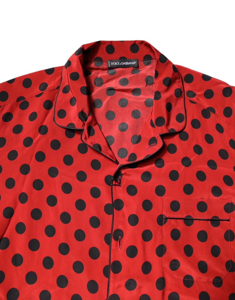 Red Polka Dot Silk Long Sleeve Shirt Dolce & Gabbana