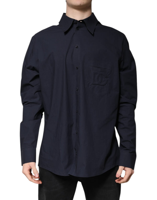 Dark Blue Cotton Long Sleeve Shirt Dolce & Gabbana