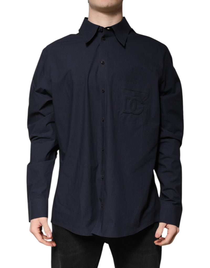 Dark Blue Cotton Long Sleeve Shirt Dolce & Gabbana