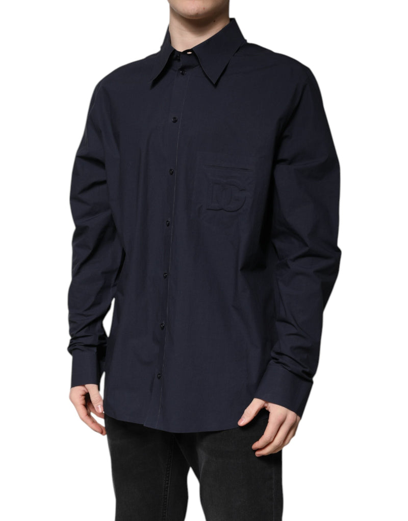 Dark Blue Cotton Long Sleeve Shirt Dolce & Gabbana