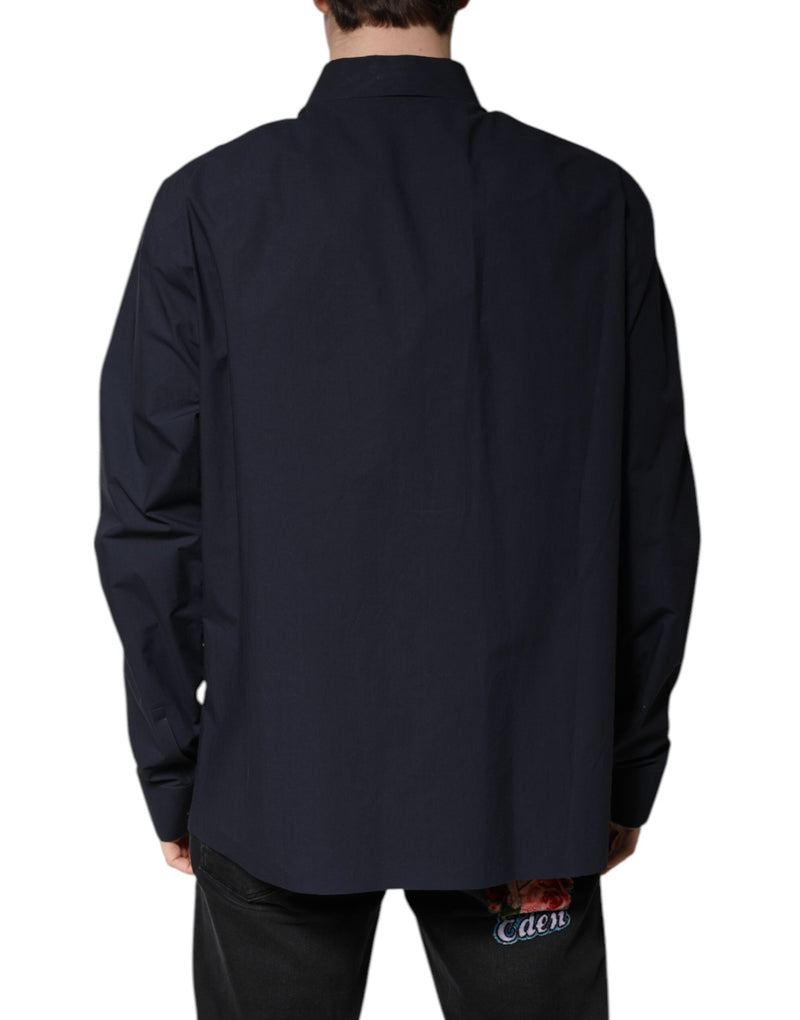 Dark Blue Cotton Long Sleeve Shirt Dolce & Gabbana