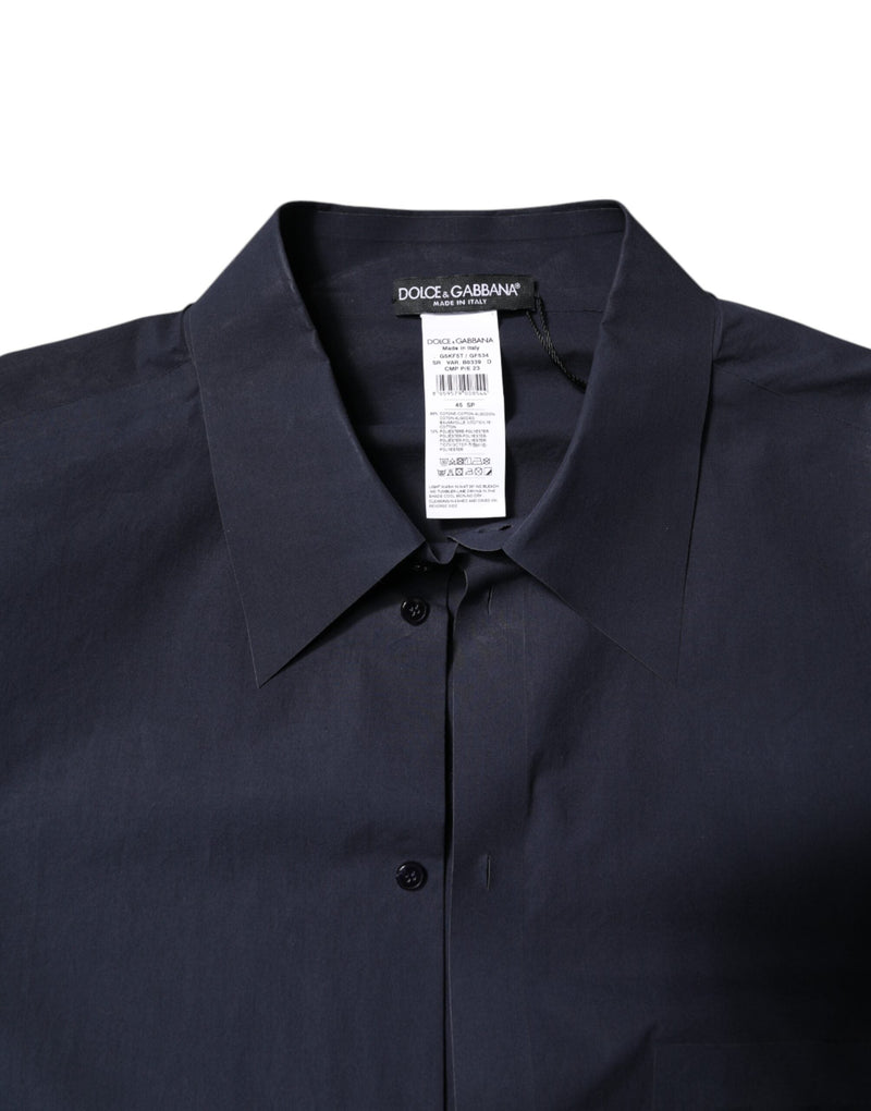 Dark Blue Cotton Long Sleeve Shirt Dolce & Gabbana