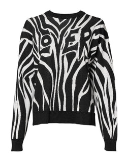 Black White Print Women Pullover Sweater Dolce & Gabbana