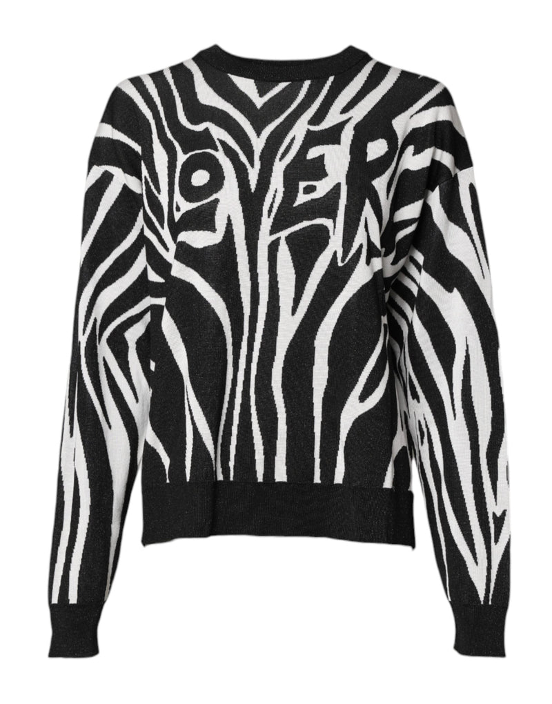 Black White Print Women Pullover Sweater Dolce & Gabbana