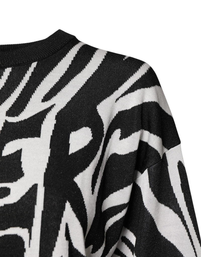 Black White Print Women Pullover Sweater Dolce & Gabbana