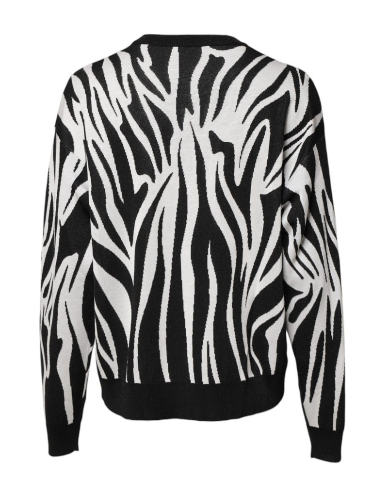 Black White Print Women Pullover Sweater Dolce & Gabbana