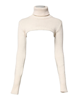 Ivory Cashmere Turtleneck Cropped Top Sweater Dolce & Gabbana