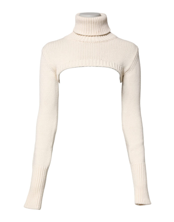 Ivory Cashmere Turtleneck Cropped Top Sweater Dolce & Gabbana