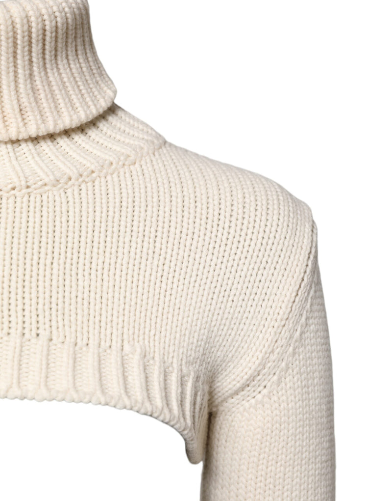 Ivory Cashmere Turtleneck Cropped Top Sweater Dolce & Gabbana