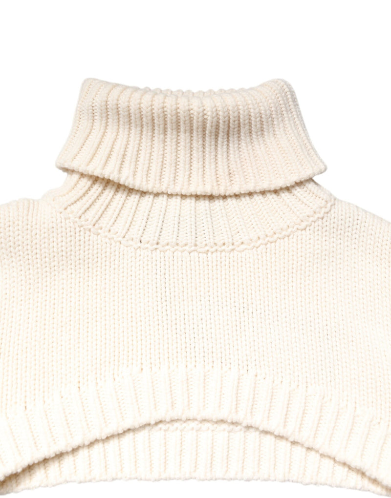 Ivory Cashmere Turtleneck Cropped Top Sweater Dolce & Gabbana