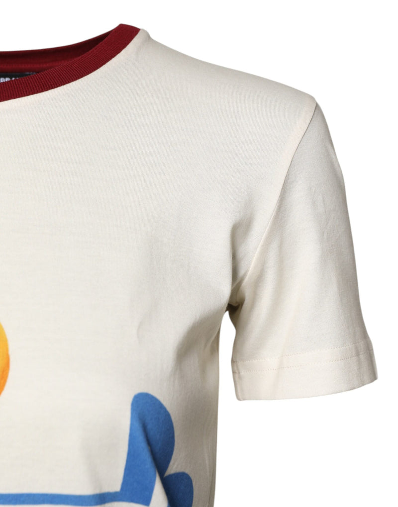 White Cotton Print Short Sleeves Top T-shirt Dolce & Gabbana