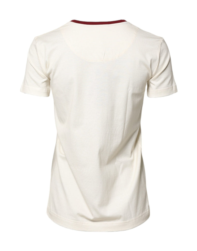 White Cotton Print Short Sleeves Top T-shirt Dolce & Gabbana