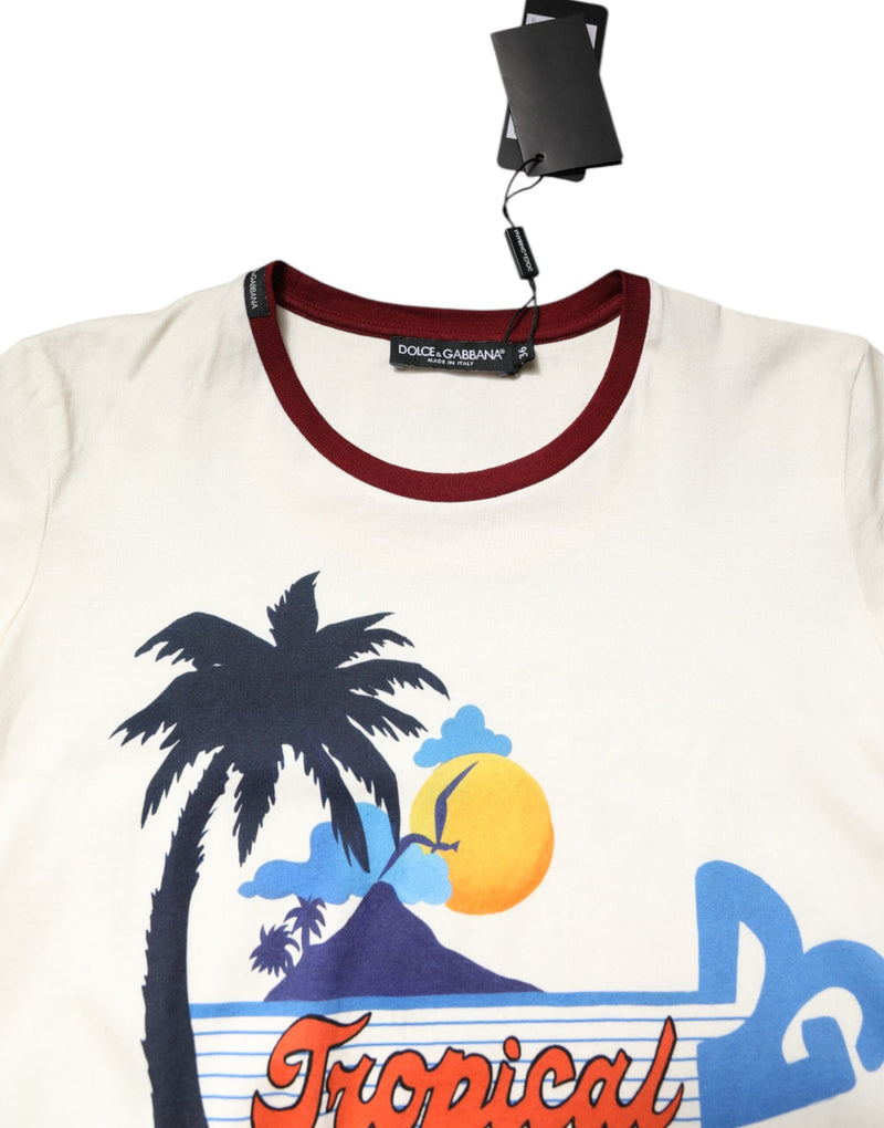 White Cotton Print Short Sleeves Top T-shirt Dolce & Gabbana